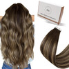 Hetto Tape on Hair Extensions Human Hair Tape in Extensions Brown Balayage Caramel Blonde Tape Hair Extensions 18 Inch 50g 20pcs #4/27/4