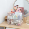 Cq acrylic 2 Pack Clear Makeup Storage Organizer,Stackable 6 Drawers Make Up Organizers,Cute Desk Organizer for Vanity Jewelry,Hair Clip,Beauty,Skinc