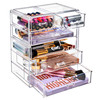 Sorbus Acrylic Makeup Organizer Set, 6-Drawer Vanity & Countertop Cosmetic Storage with Small & Wide Drawers, Clear Makeup Storage for Brushes, Lipst