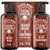 Viking Revolution Beard Wash & Beard Conditioner Set with Argan & Jojoba Oils - Softens and Strengthens - Natural Sandalwood Scent - Beard Shampoo wi