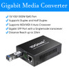 A Pair of Gigabit Single Mode LC Fiber Media Converter, with 2 Pcs SFP LX Modules, 1.25G/s Fiber to Ethernet Converter, 1000Base-LX to 10/100/1000bas