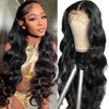FASCARA 13x4 Body Wave Lace Front Wigs Human Hair Pre Plucked 180% Density HD Transparent Lace Frontal Wigs for Women, 9A, Small Bleached Knots, with