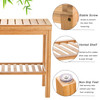 SOUJOY Bamboo Shower Bench, Bath Seat Stool, Spa Foot Rest Shaving Stool, Storage Shelf for Shampoo Towel, Works in Inside Bathroom, Living Room, Bed