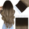 Easyouth Human Hair Extensions Tape in Ombre 22 Inch Tape in Human Hair Extensions Balayage Brown to Medium Brown with Blonde Adhesive Tape Hair Exte