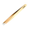 Rubis Classic Stainless Steel Slanted Tweezers for Precise Eyebrows and Hair Removal, The Gold Collection, Gold, 1K103