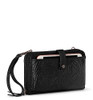 The Sak Iris Large Smartphone Crossbody Bag in Leather, Convertible Wristlet Purse Design, Black Leaf Embossed