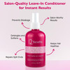 12 Benefits Instant Healthy Hair Treatment - Leave In Conditioner Spray with Quaternium 39 and Silk Fibre Protein - Smooths Frizz, Strengthens & Repa