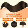 Full Shine Weft Hair Extensions Human Hair Invisible Sew In Extensions Color Dark Brown Human Hair Extensions Sew In 105G Remy Straight Hair Weft Ext