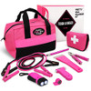 Pretty Pink Roadside Kit - Pink Emergency Kit for Teen Girls and Women - Car Accessories for Women - Durable Carry Bag with Long Jumper Cables, First
