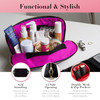 KUSSHI Washable Travel Makeup & Cosmetic Bag - Brush Organizer Sold Separately (Signature, Satin Black/Pink)