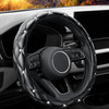 YOGURTCK Diamond Soft Leather Anti-Slip Steering Wheel Cover with Bling Bling Crystal Rhinestones, Universal 15 Inch for Women Girls, Fit Vehicles, S