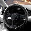 YOGURTCK Diamond Soft Leather Anti-Slip Steering Wheel Cover with Bling Bling Crystal Rhinestones, Universal 15 Inch for Women Girls, Fit Vehicles, S