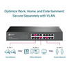 TP-Link 16 Port Gigabit Switch Easy Smart Managed Plug & Play Desktop/Rackmount Sturdy Metal w/ Shielded Ports Support QoS, Vlan, IGMP & Link Aggrega