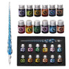 mancola Glass Dipped Pen Ink Set Handmade Crystal Calligraphy Pen with 12 Colorful india ink for Art, Signatures, Drawing, Decoration, Calligraphy Ki