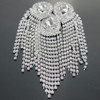 Beaded Diamond Waterdrop Design Patches Crystal Fringe Tassel Rhinestones Shoulder Badges Brooches Women Dress Applique 2piece