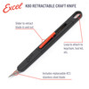 Excel Blades K80 Retractable Craft Knife, Precision Hobby Knife with #11 Blade, 5mm Slim Flat Pen Cutter with Anti-Roll Design, Safety Lock for Paper
