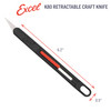 Excel Blades K80 Retractable Craft Knife, Precision Hobby Knife with #11 Blade, 5mm Slim Flat Pen Cutter with Anti-Roll Design, Safety Lock for Paper