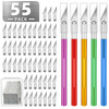 55 Pack Exacto Knife, Hobby Knife Set with 5 Craft Knives and 50 Precision Knife Blades(#11) for Art,Scrapbooking,Carving, DIY, Cutting, Stenciling b