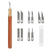 TOOLCOOL Precision Craft Knife Exacto Knife Hobby Knife Set Wooden Handle With 10 Pcs SK5 Steel Blades And Blade Cover For Carving Modeling Scrapbook