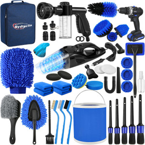 Qydipclin 45Pcs Car Detailing Kit, Car Detailing Brush Set, Car Wash Cleaning Kit, Car Detailing Brushes, Professional Car Care Kit for Interior Exte