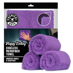 Chemical Guys MIC34803 Happy Ending Ultra Plush Edgeless Microfiber Towel, Purple (16" x 16")