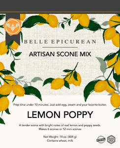 Belle Epicurean Lemon Poppy Artisan Scone Mix, 14 oz, Makes 6-12 Scones