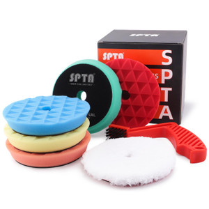 Polishing Pads, 5Pc 6 Inch 150mm Orbital Buffer Polisher Pads and 1Pc Microfiber Buffing Pads, Foam Polish Pad for Compounding, Polishing and Waxing,