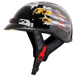 Cartman Cruiser Scooter Motorcycle Half Face Helmet, Patriotic Eagle USA Graphics, DOT Approved for Bike Scooter ATV UTV Chopper, Large