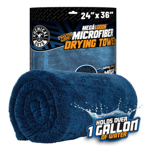 Chemical Guys Megalodon Microfiber Drying Towel with Twisted Loop Technology, Super Plush Absorbent 24" x 36" Microfiber Towel for Cars, Trucks, SUVs