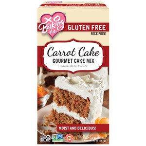 XO Baking Co. Gluten Free Carrot Cake Gourmet Cake Mix; Contains Real Carrots; Non-GMO; Kosher; Rice Free; Soy Free; Dairy Free; Peanut Free; No Pres