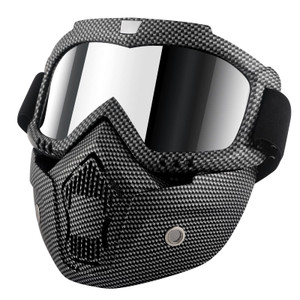 Motorcycle Helmet Riding Goggles Glasses With Removable Face Mask,Detachable Fog-proof Warm Goggles Mouth Filter Adjustable Non-slip Strap Vintage Bu