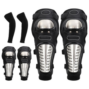 BESPORTBLE 6Pcs Adults Alloy Steel Motorcycle Knee Pads Elbow Pads, 2 in 1 Dirt Bike Knee and Elbow Guards, Adjustable Knee Cap Pads Protector for Mo