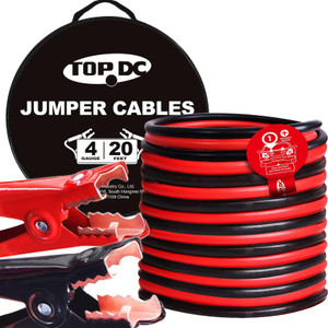 TOPDC 4 Gauge 20 Feet Jumper Cables for Car, SUV and Trucks Battery, Heavy Duty Automotive Booster Cables for Jump Starting Dead or Weak Batteries wi