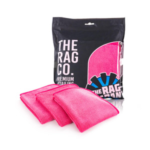 The Rag Company - Premium FTW Microfiber Cleaning Towels for Glass, Windows, Mirrors, Polished Surfaces - Streak-Free, Scratchless, 16" x16, Pink, 3