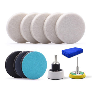2Inch Car Felt Polishing Buffing Pad, 8pcs Polishing Sanding Discs, Felt Polishing Wheel with Towel, 3mm Shank Backing Pad for Rotary Tools to Polish