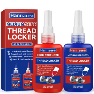 Thread Lock Blue and Red, Threadlocker Medium and High Strength, Thread Locker for Nuts, Bolts, Fasteners and Metals, Against Losening and Leakage (5