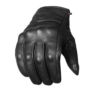 Jackets 4 Bikes Motorcycle Gloves - Premium Leather for Men Women, Touchscreen, Non-Slip, Motorbike Cruiser Street Biker Protector Black L