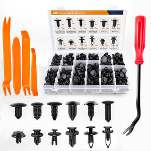 GOOACC 240PCS Bumper Retainer Clips Car Plastic Rivets Fasteners Push Retainer Kit 12 Popular Sizes Auto Push Pin Rivets Set -Door Trim Panel Fender