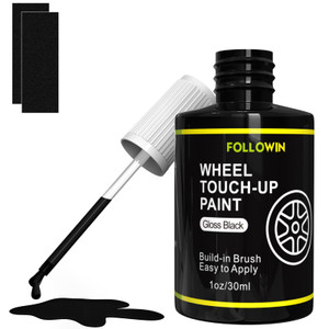 FOLLOWIN Gloss Black Rim Touch Up Paint for Cars, Wheel Rim Paint Repair Kit,Automotive Rim Scratch Repair,Repair Rim Curb Rash 1OZ(30ml)