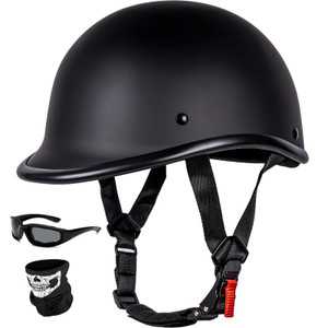 Yesmotor Vintage Motorcycle Half Helmet - Lightweight Low Profile Open-Face Half-Face Helmet  DOT Approved (Matte Black, XL)