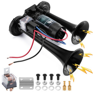 HK 12V 150db Air Horn for Truck, Super Loud Dual Trumpet Air Horn Kit with Compressor for Any 12V Vehicles Trucks Lorrys Trains Boats Cars Vans Kit (