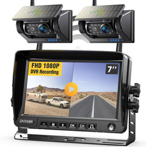 DVKNM 2 Magnetic Solar Wireless Backup Camera HD1080P 3 Mins DIY Installation DVR 7" IPS Monitor Rechargeable Reverse Camera System for Hitching Goos