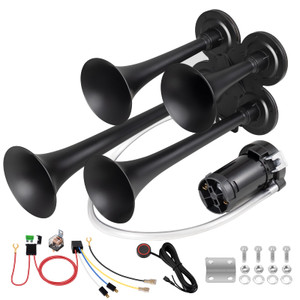 BANHAO Truck Air Horn 180DB 4 Trumpet Horns Train Horn Kit for Truck 12V Super Loud with compressor suitable for pickup/motorhome/SUV/truck/train(4-T
