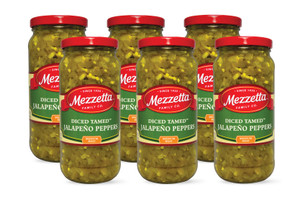 Mezzetta Diced Tamed Jalapeno Peppers, Medium Heat | Kosher, Gluten Free, Keto | 16 Fluid Ounce Jar (Pack of 6)