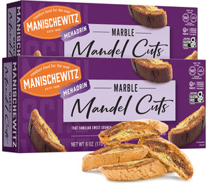 Manischewitz Marble Mandel Cuts 6oz (2 Pack) | Dairy Free, Gluten Free & Grain Free Biscotti, Kosher for Passover