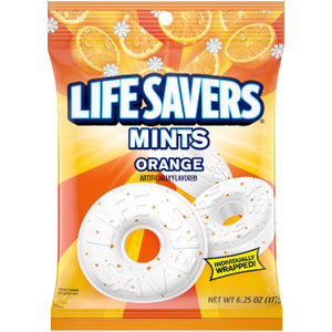 LIFE SAVERS Orange Mints, Individually Wrapped, For Snacking, Sharing, Office Parties, and Pantry Stocking, 6.25 oz (12 Hard Candy Bags)