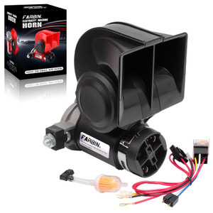 FARBIN Air Horn for Truck,Compact Train Horn,Electric Car Horn 12V 150db Super Loud with Wiring Harness for Any 12V Vehicles (Black)