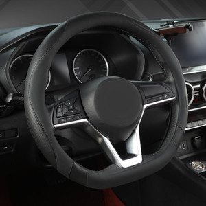 West Llama Flat Bottom Car Steering Wheel Cover for Nissan,D Shaped Steering Wheel Cover for Rogue,Altima,Kicks (Black-Standard Size)