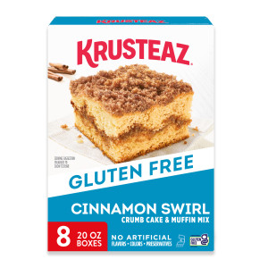 Krusteaz Gluten Free Cinnamon Swirl Crumb Cake & Muffin Mix, 20 oz Boxes (Pack of 8)