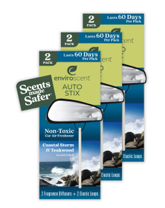 Enviroscent Non-Toxic Car Air Freshener (Coastal Storm & Teakwood) Natural Car Air Freshener | Essential Oil Diffuser | Car Scent Lasting Over 180 Da